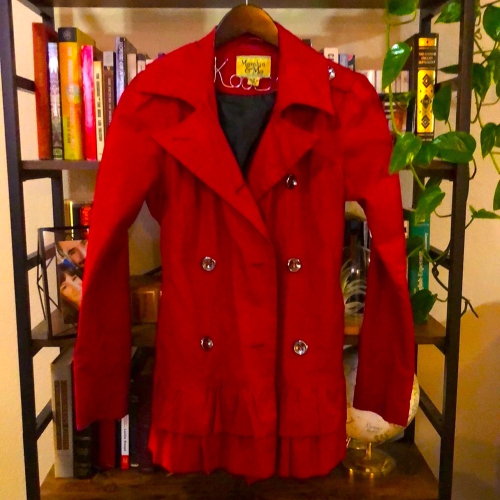 Classic Red Ruffle Trench Coat